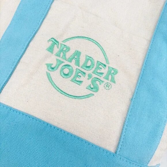SUPER CUTE Trader Joe's Spring Limited Edition Mini Tote Bag - BLUE! - Picture 4 of 7